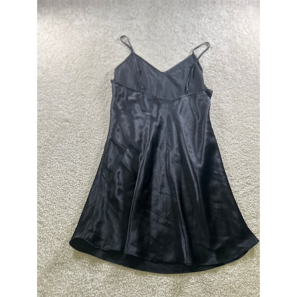 Vertifirmex Women's Black Satin Slip Dress Medium Grunge Goth Vamp Firty Racy - Picture 6 of 7